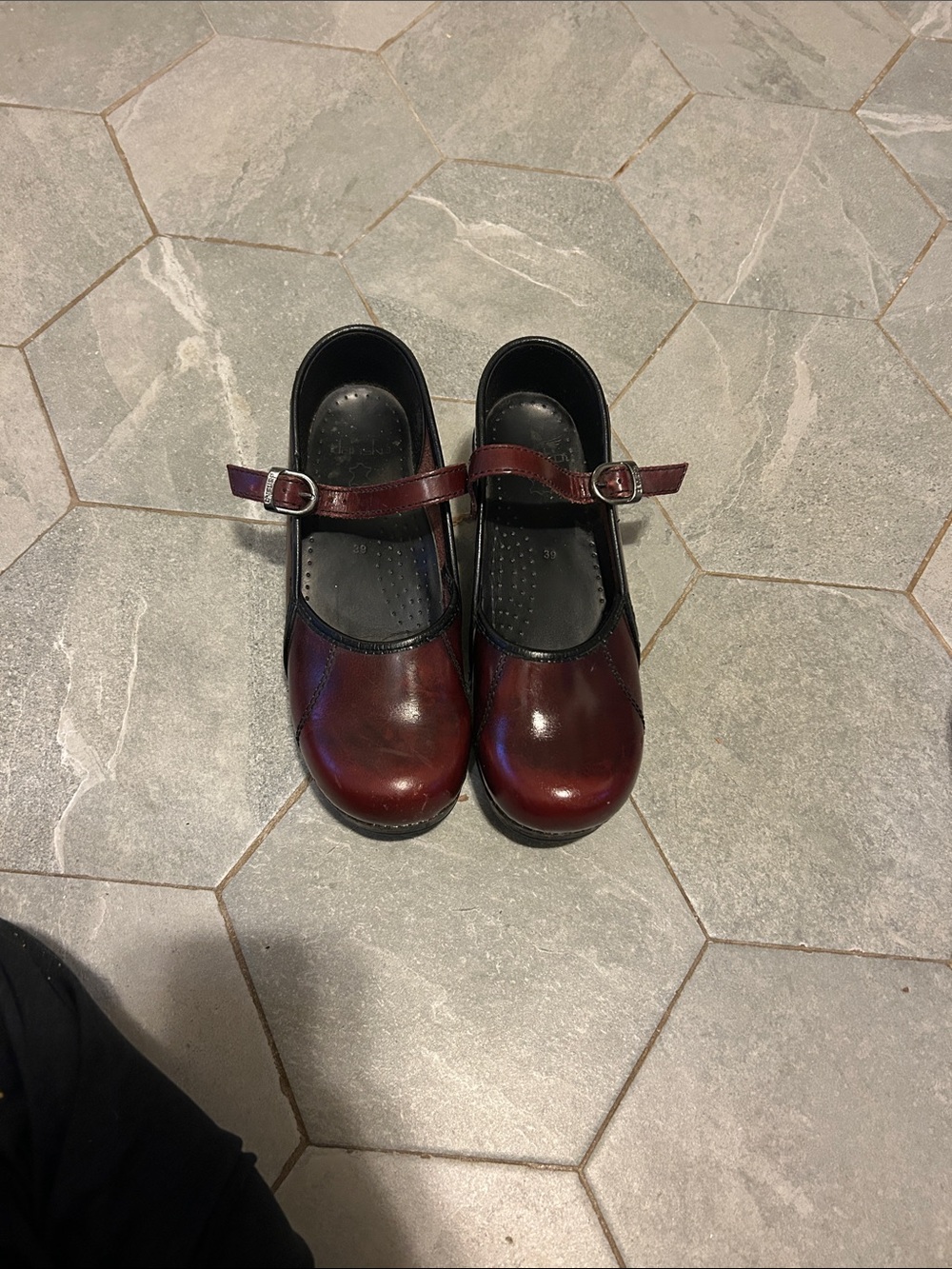 Women’s Dansko Mary Jane Comfort Clogs - Burgundy - Picture 3 of 5